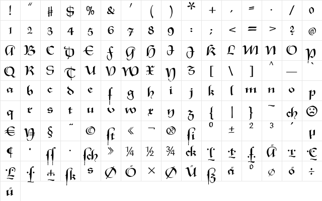 XmasTerpiece Regular  glyph index
