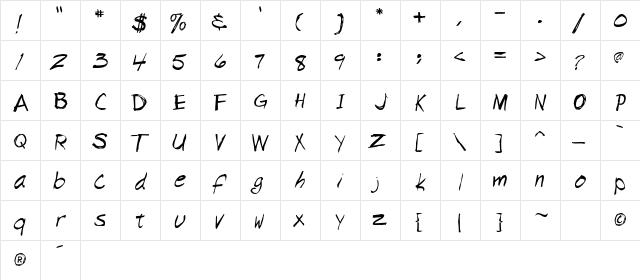 NapkinScriptSSi Regular  glyph index