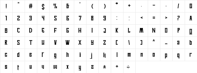 KAYAMBANG Regular  glyph index