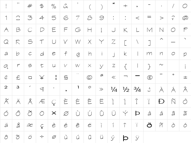 CheersTypeNorm13 Regular  glyph index