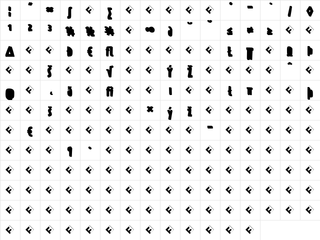 PraterBlockTwo-BackEp Regular  glyph index