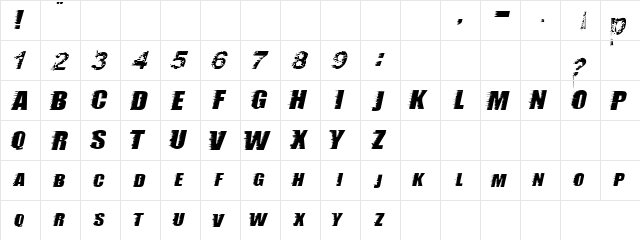 The Jaws Regular  glyph index
