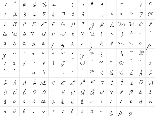 LEHN014 Regular  glyph index