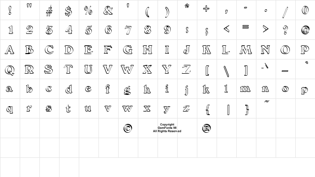 Callistroke Regular  glyph index