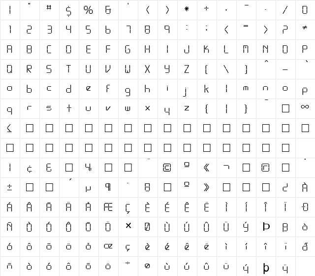 FZ DIGITAL 10 Normal  glyph index
