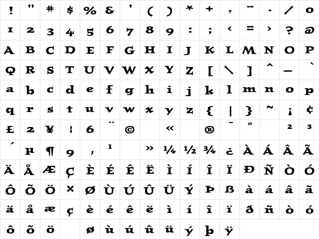JournalOldstyle-UltraBold Ultra Bold  glyph index