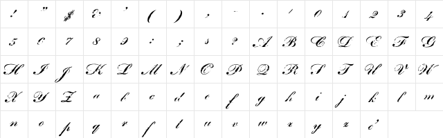 James II WF Regular  glyph index