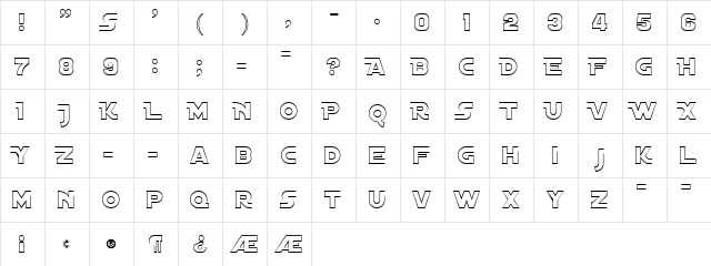 Distant Galaxy AltOutline Regular  glyph index