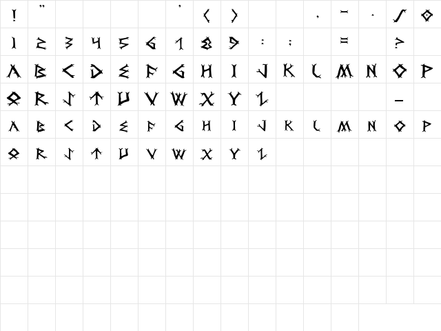 Dragon Order Regular  glyph index