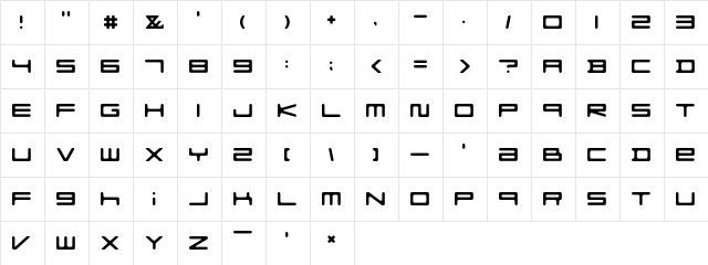 F-Zero GX Menu Font Rounded Regular  glyph index