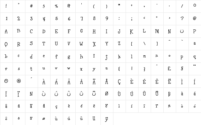 Carnation Medium  glyph index