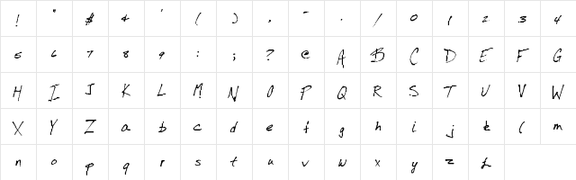 QuickScript Regular  glyph index