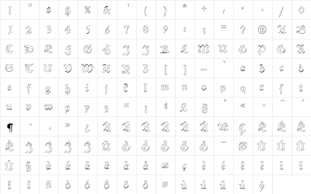 Alte Schwabacher D Ou1 Regular  glyph index