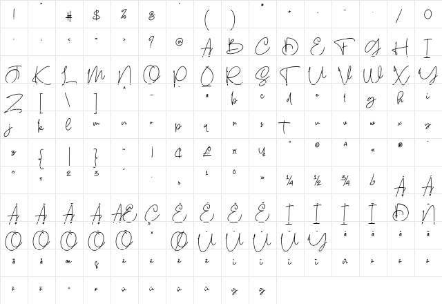 Sanpaullo Regular  glyph index