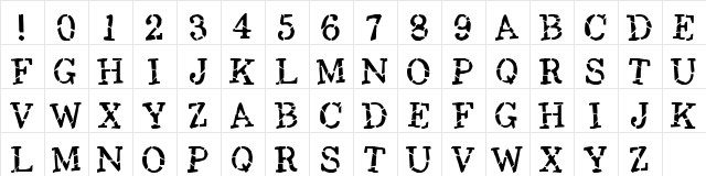 Opium Regular  glyph index