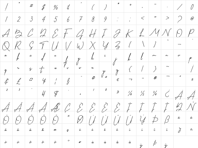 Best Stories Regular  glyph index