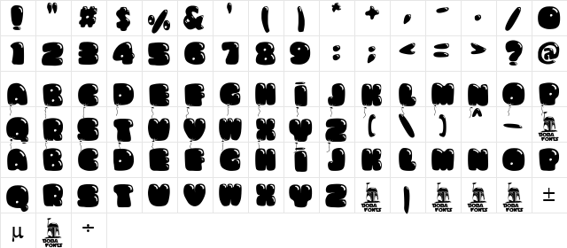 Bumbazoid Regular  glyph index