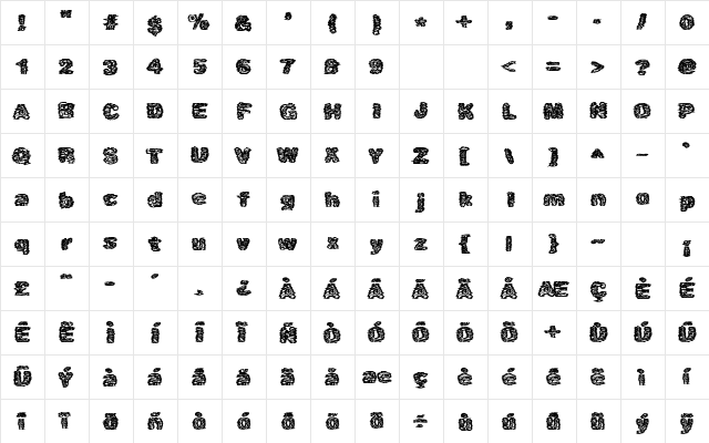 Caustic Regular  glyph index