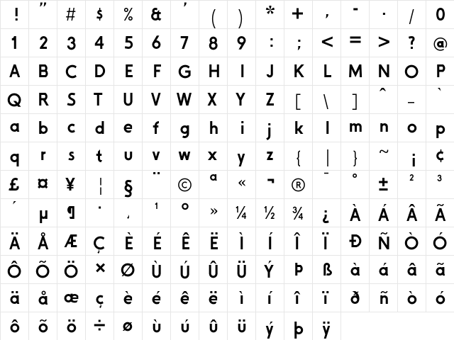 Drogowskaz Medium  glyph index