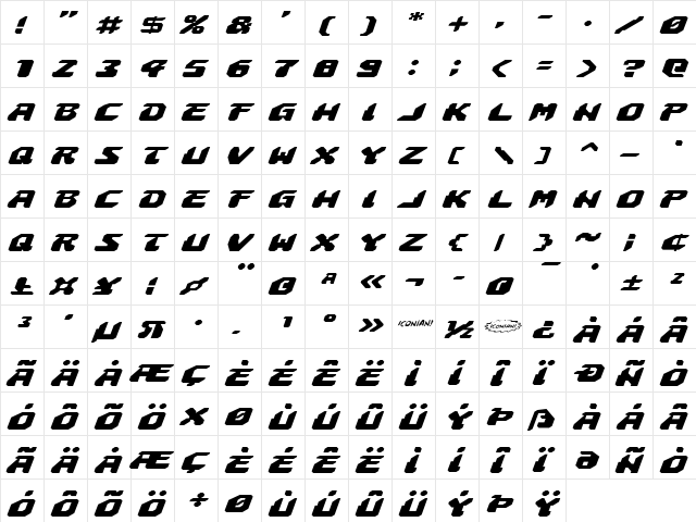 Astropolis Expanded Italic Expanded Italic  glyph index