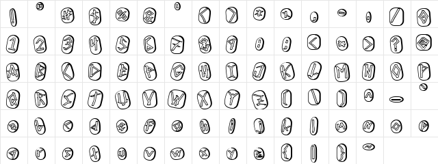 Runez of Omega Two Regular  glyph index
