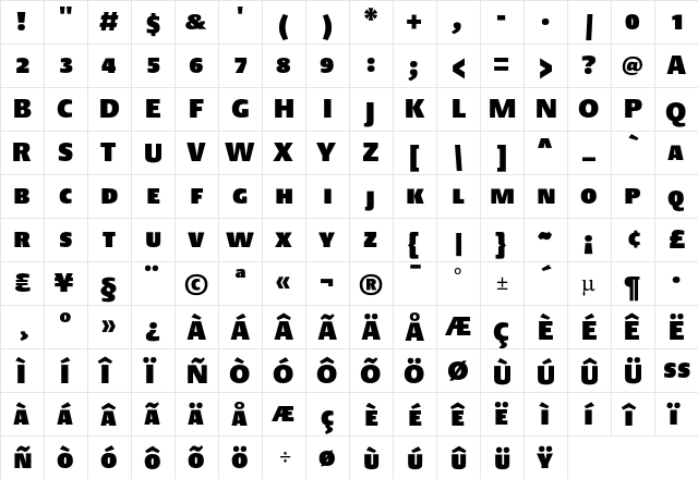 DTL Argo T Caps Ultra Heavy  glyph index