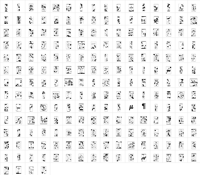 a_LuggerCmInkBl Regular  glyph index