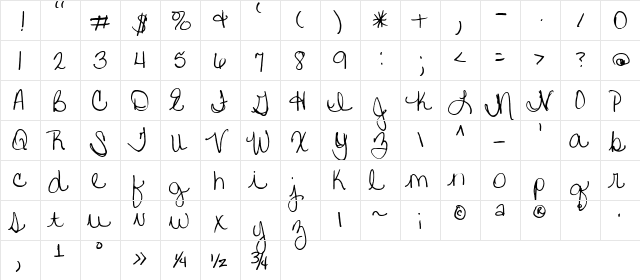 FG Tina Regular  glyph index