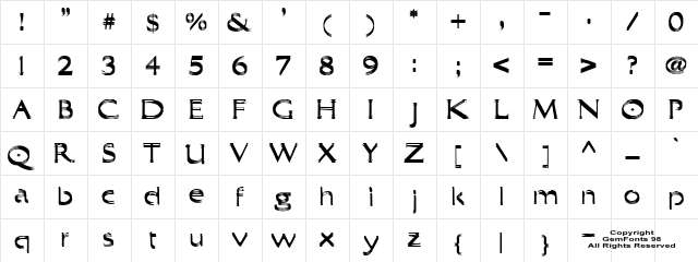 Trilayered Regular  glyph index