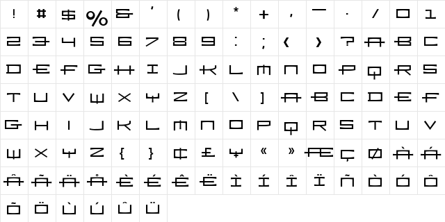 Ramiz Regular  glyph index