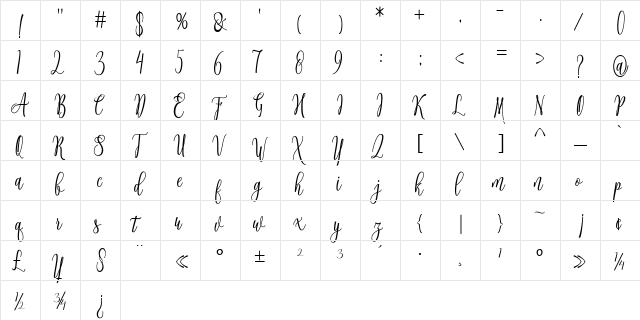 Connekia Regular  glyph index