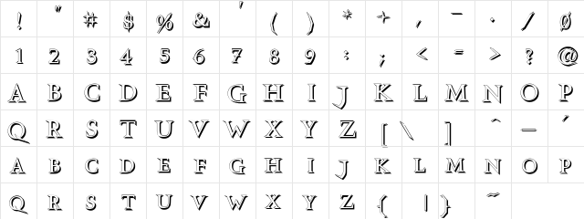 VTCSwitchbladeRomanceSD Shadowed  glyph index