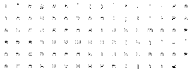 Yukon Tech Shadow Shadow  glyph index
