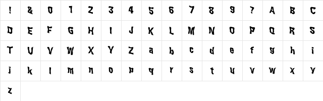 WILD2 Ghixm NC Bold  glyph index