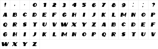 Intransitive Italic  glyph index