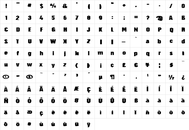 Hector Bold  glyph index