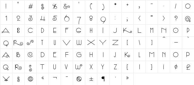 Samba Regular  glyph index
