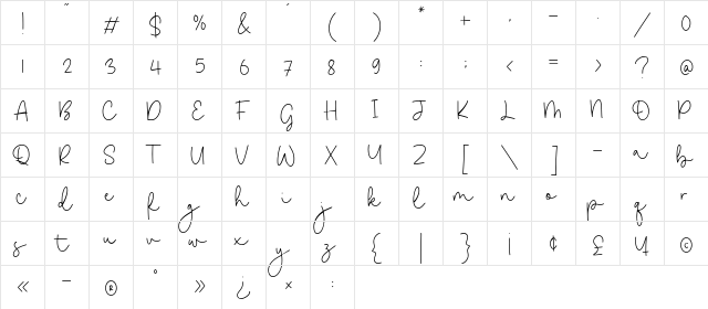 Goldwind Regular  glyph index
