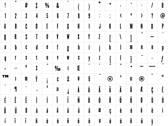 Champion HTF-Bantamweight  glyph index