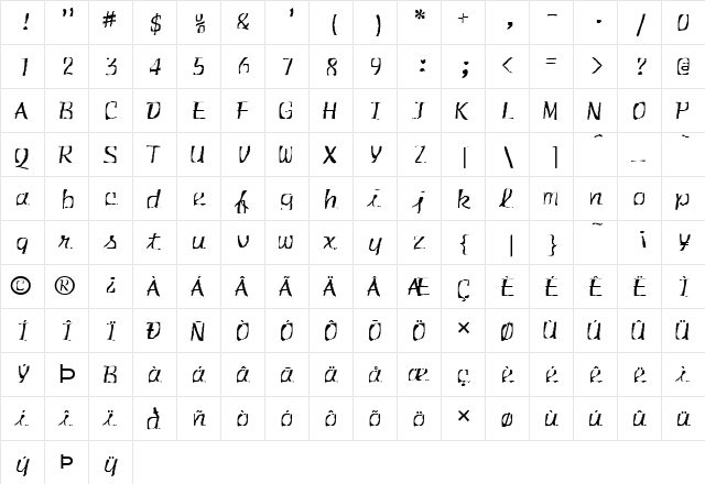 FZ WARPED 30 Normal  glyph index
