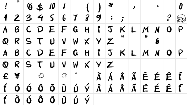 QuinquennialHK Regular  glyph index
