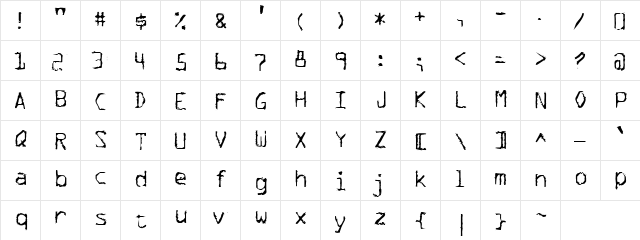 CK Carbon Copy Regular  glyph index