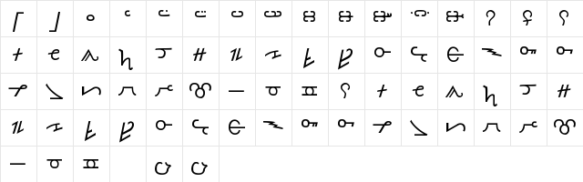 Olde Thorass Regular  glyph index