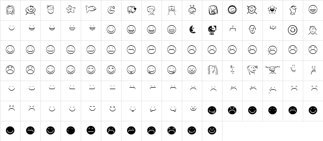 SmileyfaceFont Regular  glyph index