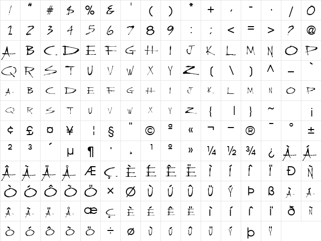 Snow Regular  glyph index