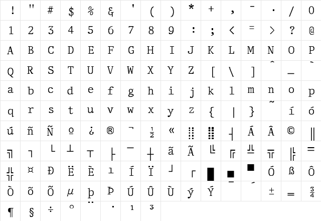 Adjutant-Normal Regular  glyph index