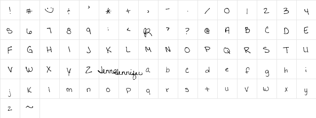 New Regular  glyph index