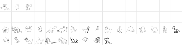 101! Cute DinoZ Regular  glyph index
