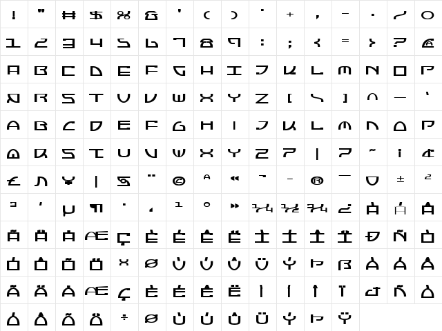 Jumptroops Regular  glyph index