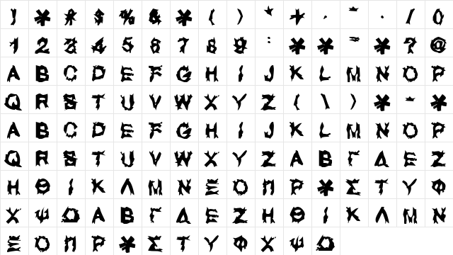 UGLY LOVER Regular  glyph index